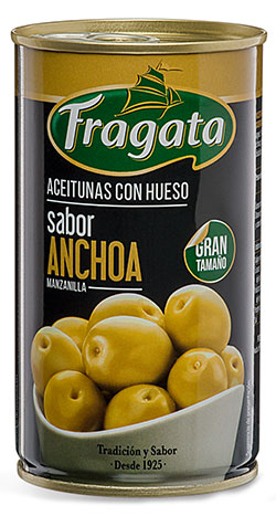 Aceitunas Rellenas de Anchoa. Variedad Manzanilla, Calibre 161-200, Calidad  Primera - SPAIN FOOD OLE